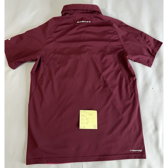 Oakley Hydrolix Regular Fit Polo Shirt Burgundy 3 Button Mens Medium‎ - Picture 8 of 8